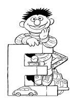 A coloring page of sesame street